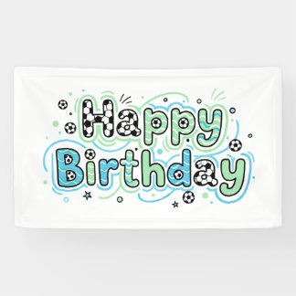 Banderoles Soccer Happy Birthday Banner - Party Decoration