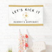 Banderoles Soccer Party Custom Sign Gold et White (En situation)