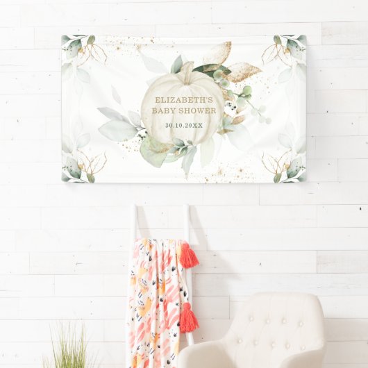 Banderoles Soft Green Gold Citrouille Automne Baby shower Par (En situation)