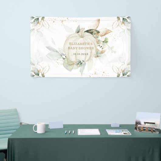 Banderoles Soft Green Gold Citrouille Automne Baby shower Par (Salon professionnel)