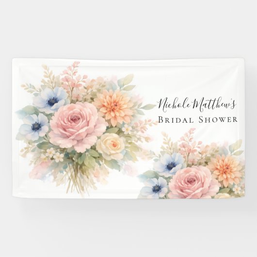 Banderoles Soft Watercolor Floral Bridal Shower (Horizontal)