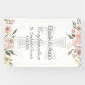 Banderoles Soignée Rose Floral Confirmation Personnalisée (Horizontal)