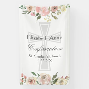 Banderoles Soignée Rose Floral Confirmation Personnalisée