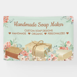 Banderoles Soin artisanal à l'aromathérapie verte à fleurs