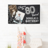 Banderoles Soirée à 80 ans Argent 2 photo Anniversaire (En situation)