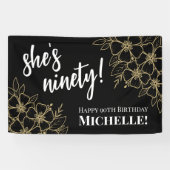 Banderoles Soirée Black Gold personnalisée 90e anniversaire (Horizontal)