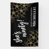 Banderoles Soirée Black Gold personnalisée 90e anniversaire (Verticale)