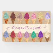 Banderoles Soirée Crème Glace Bébé Fille 2 ans Anniversaire (Horizontal)