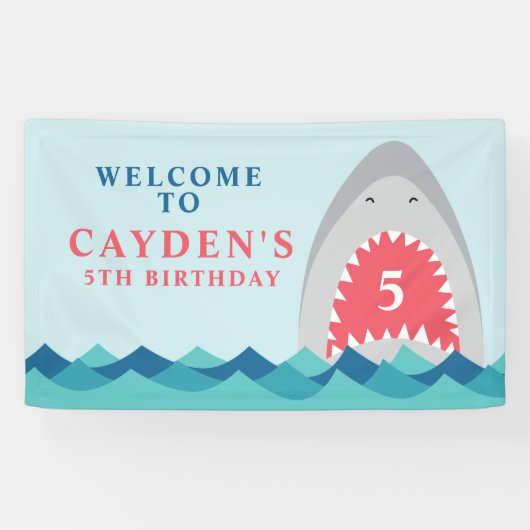 Banderoles Soirée d'anniversaire de Shark Bite (Horizontal)