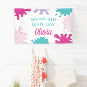 Banderoles Soirée d'anniversaire rose Slime (En situation)