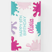 Banderoles Soirée d'anniversaire rose Slime (Vertical)