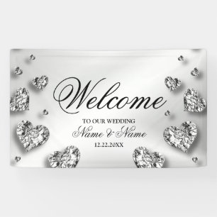 Banderoles Soirée de mariage Coeurs d'argent Grey Élégant