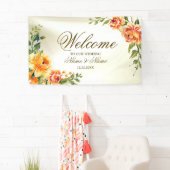 Banderoles Soirée de Mariage Orange Jaune Rouge Floral (En situation)