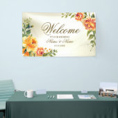 Banderoles Soirée de Mariage Orange Jaune Rouge Floral (Salon professionnel)