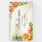 Banderoles Soirée de Mariage Orange Jaune Rouge Floral (Vertical)