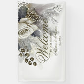 Banderoles Soirée de mariage Silver Golden White Roses (Vertical)