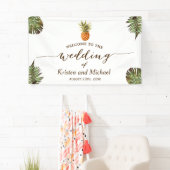 Banderoles Soirée de mariage stylée Feuille tropicale (En situation)