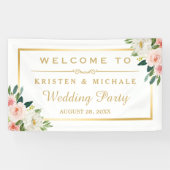 Banderoles Soirée de mariage sur cadre doré rose (Horizontal)