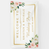 Banderoles Soirée de mariage sur cadre doré rose (Vertical)