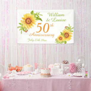 Banderoles Soirée de tournesol florale du 50e anniversaire