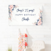 Banderoles Soirée élégante rose florale 70e anniversaire (En situation)
