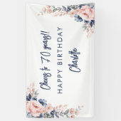 Banderoles Soirée élégante rose florale 70e anniversaire (Vertical)