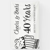 Banderoles Soirée et bières à 40 ans typographie anniversaire (Vertical)