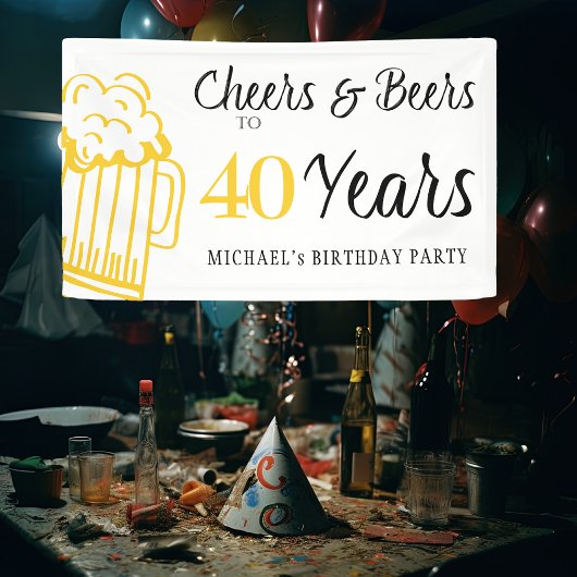 Banderoles Soirée et bières à 40 ans typographie anniversaire