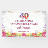 Banderoles Soirée florale 40e anniversaire / 40 ans (Horizontal)