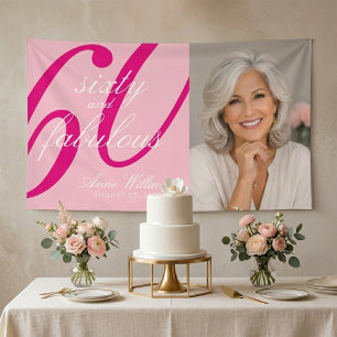 Banderoles Soixante ans et Fabuleux Rose Photo 60ème Annivers