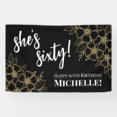 Banderoles Soixante Black Gold 60e fête d'anniversaire (Horizontal)