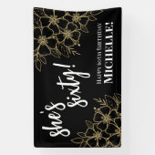 Banderoles Soixante Black Gold 60e fête d'anniversaire (Verticale)