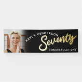 Banderoles Soixante-dix or 70e anniversaire photo en noir (Horizontal)