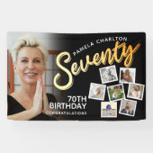 Banderoles Soixante-dix or 70e anniversaire photos en noir (Horizontal)