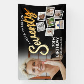 Banderoles Soixante-dix or 70e anniversaire photos en noir (Verticale)