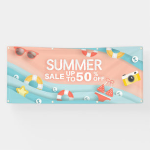 Banderoles Soldes d'été Boutique de plage 50% de réduction