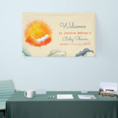 Banderoles Soleil et nuages Baby shower rétro gris jaune (Salon professionnel)