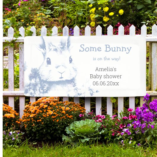 Banderoles Some Bunny is coming Blue Baby Shower
