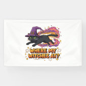 Banderoles sorcière chat noir T-shirt classique (Horizontal)