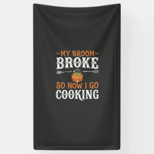 Banderoles Sorcière d'Halloween Cuisine Balai Cassé Conceptio