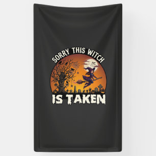 Banderoles Sorcière est prise Balai Arbre Cimetière Halloween