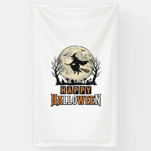Banderoles Sorcière Vintage Joyeux Halloween Vector Design_1