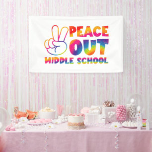 Banderoles Sortez en paix collège Tie Dye Dernier jour d'écol