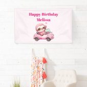 Banderoles Sourire rose Sloth dans un joyeux anniversaire con (En situation)