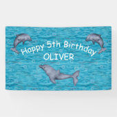 Banderoles Sous La Mer Avec Dauphins Anniversaire (Horizontal)