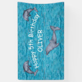 Banderoles Sous La Mer Avec Dauphins Anniversaire (Vertical)