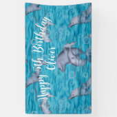Banderoles Sous La Mer Avec Dauphins Anniversaire (Vertical)