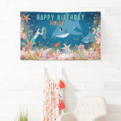 Banderoles Sous la mer Sirène de requin fête d'anniversaire (En situation)