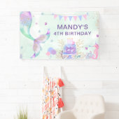 Banderoles Sous la mer violet Turquoise Petite Sirène Anniver (En situation)