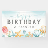 Banderoles Sous l'océan marin Joyeux anniversaire (Horizontal)
